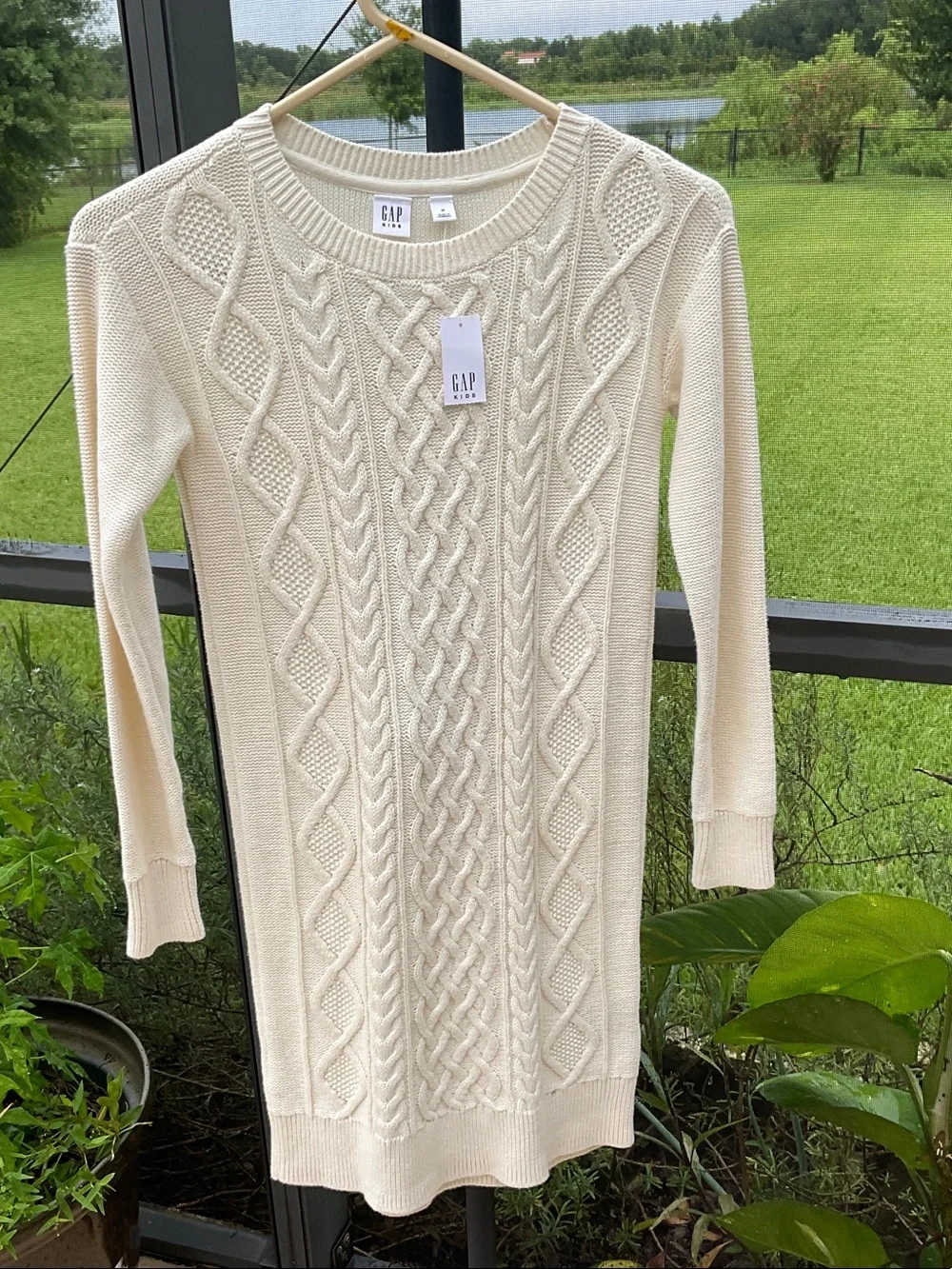 GAP Cream Cable Knit Long Sleeve Girls Dress